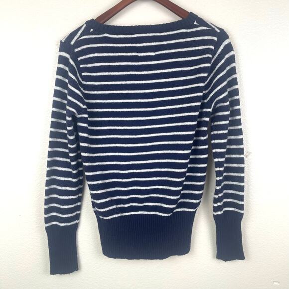 Vintage US Polo Womens Sweater Sz M Navy Preppy Striped Nautical Grunge Money - Picture 2 of 7